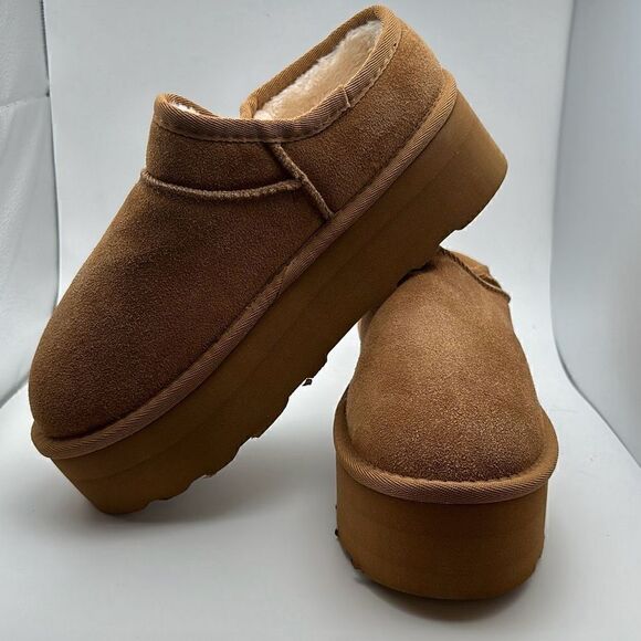 CUSHIONAIRE Women's Genuine Suede Cozy Mule Platform +Memory Foam 8.5 CHESTNUT - Picture 6 of 7